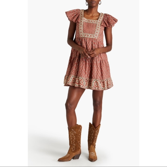 Sea New York Dresses & Skirts - Sea NY Fernanda Pintucked Floral-print Cotton Mini Dress in Antique Rose